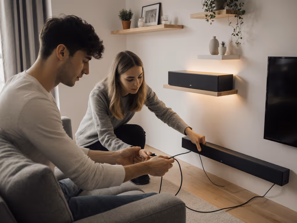 people_setting_up_soundbar_in_small_apartment